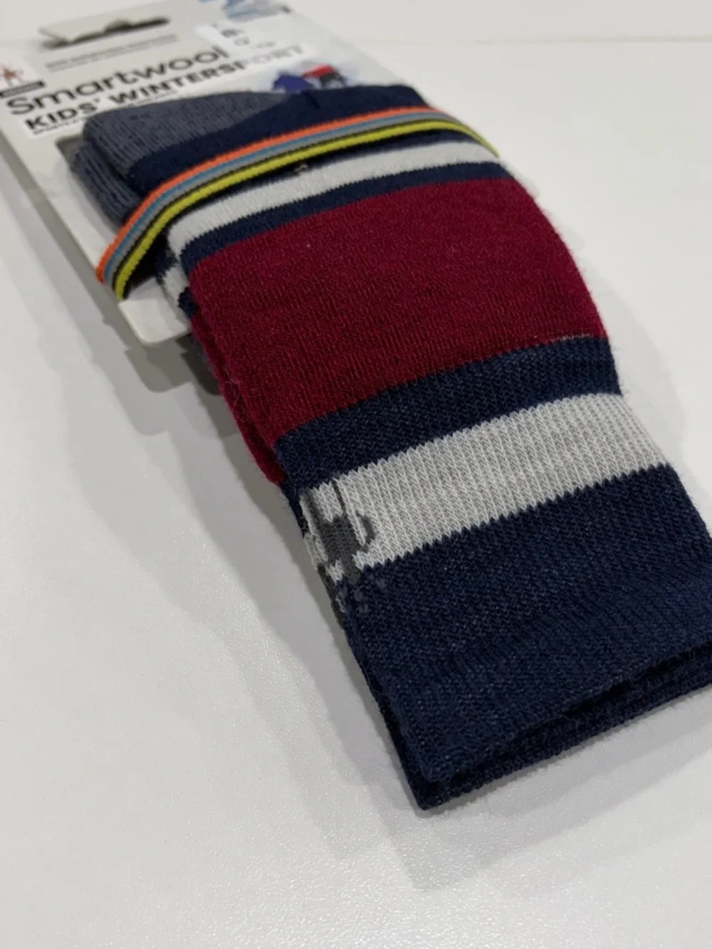 SmartWool Kids XS Wintersport Stripe Full Cushion Ski Socks Navy Blue Red NWT